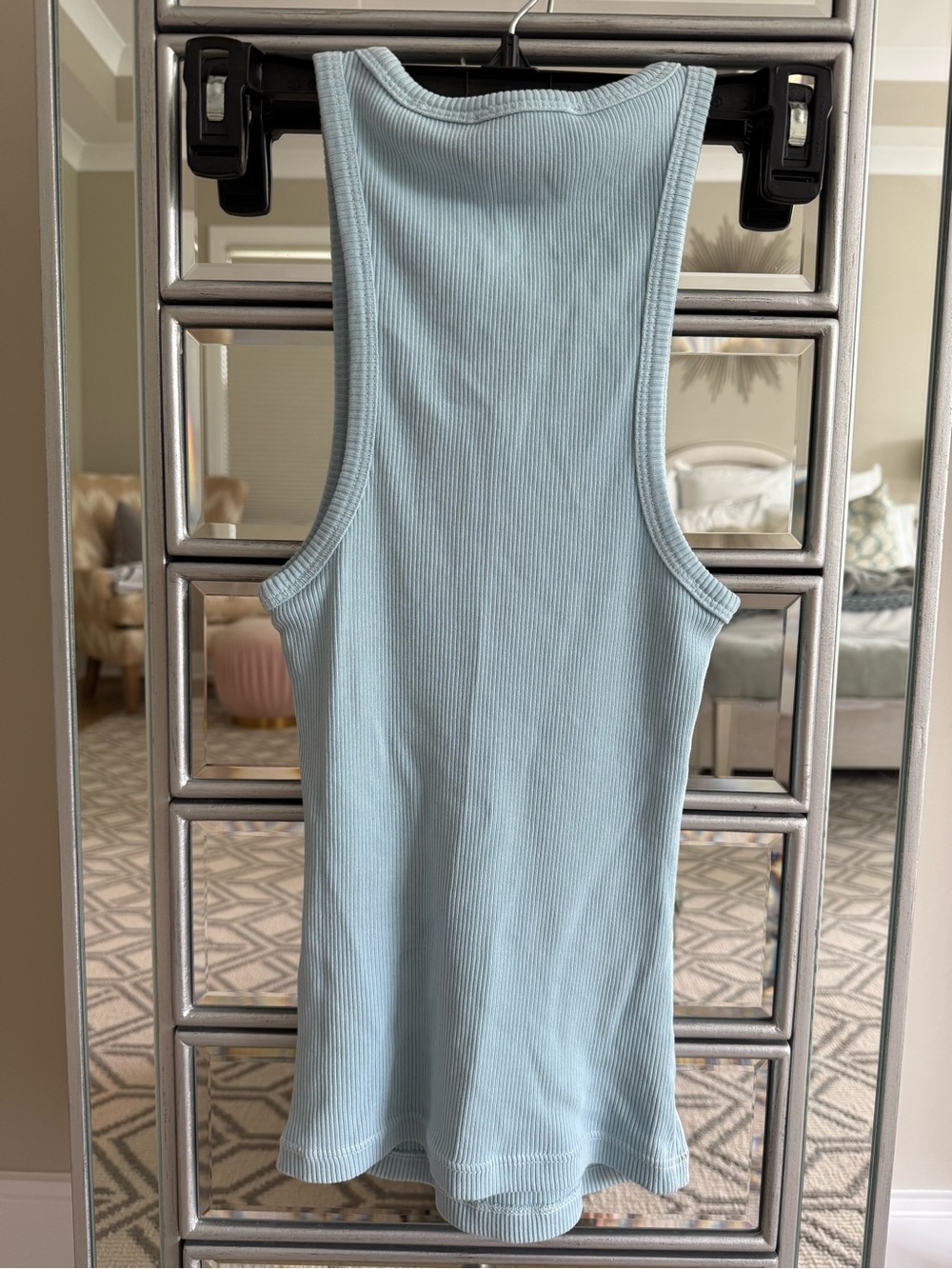 7 For All Mankind Light Blue Ribbed High-Neck Tank - Picture 3 of 9